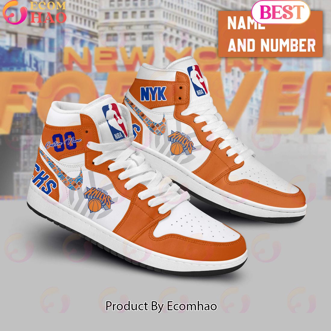 Custom Your Name NBA New York Knicks Air Jordan 1 Sneakers