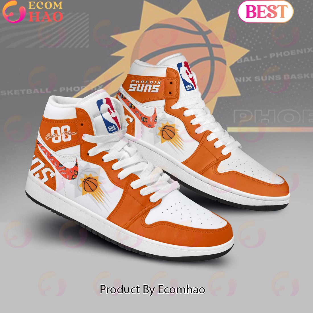 Custom Your Name NBA Phoenix Suns Air Jordan 1 Sneakers