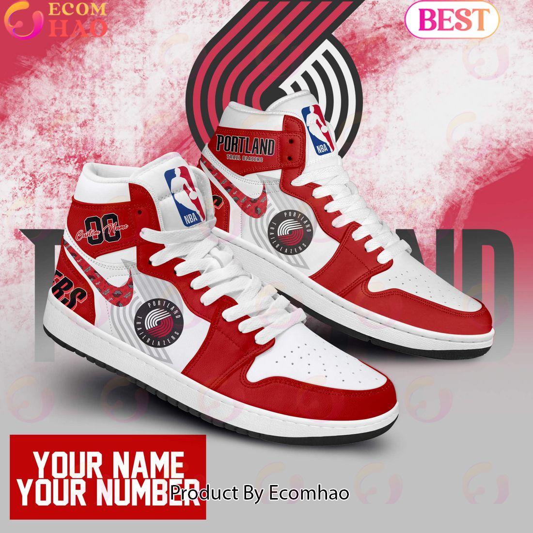 Custom Your Name NBA Portland Trail Blazers Air Jordan 1 Sneakers