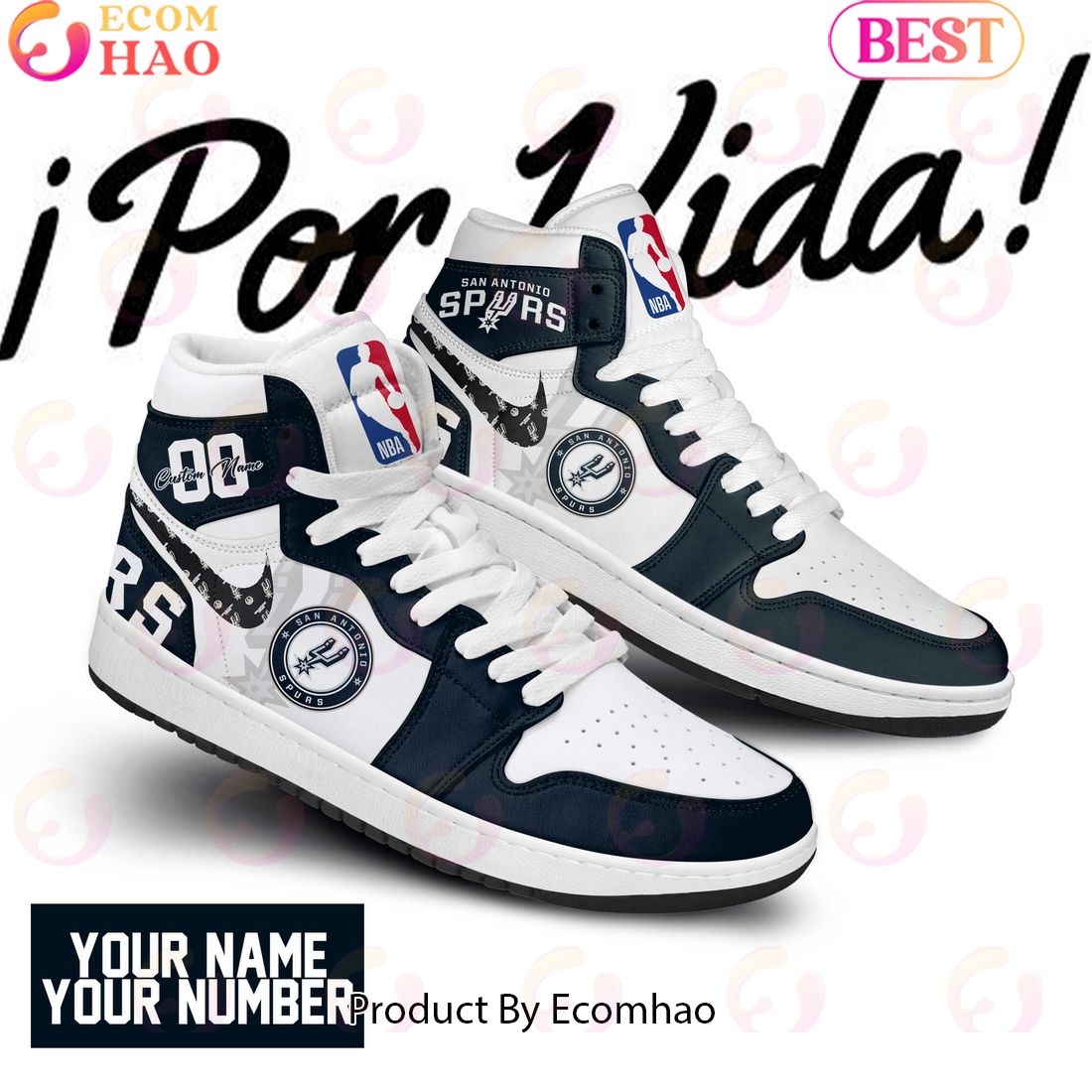 Custom Your Name NBA San Antonio Spurs Air Jordan 1 Sneakers