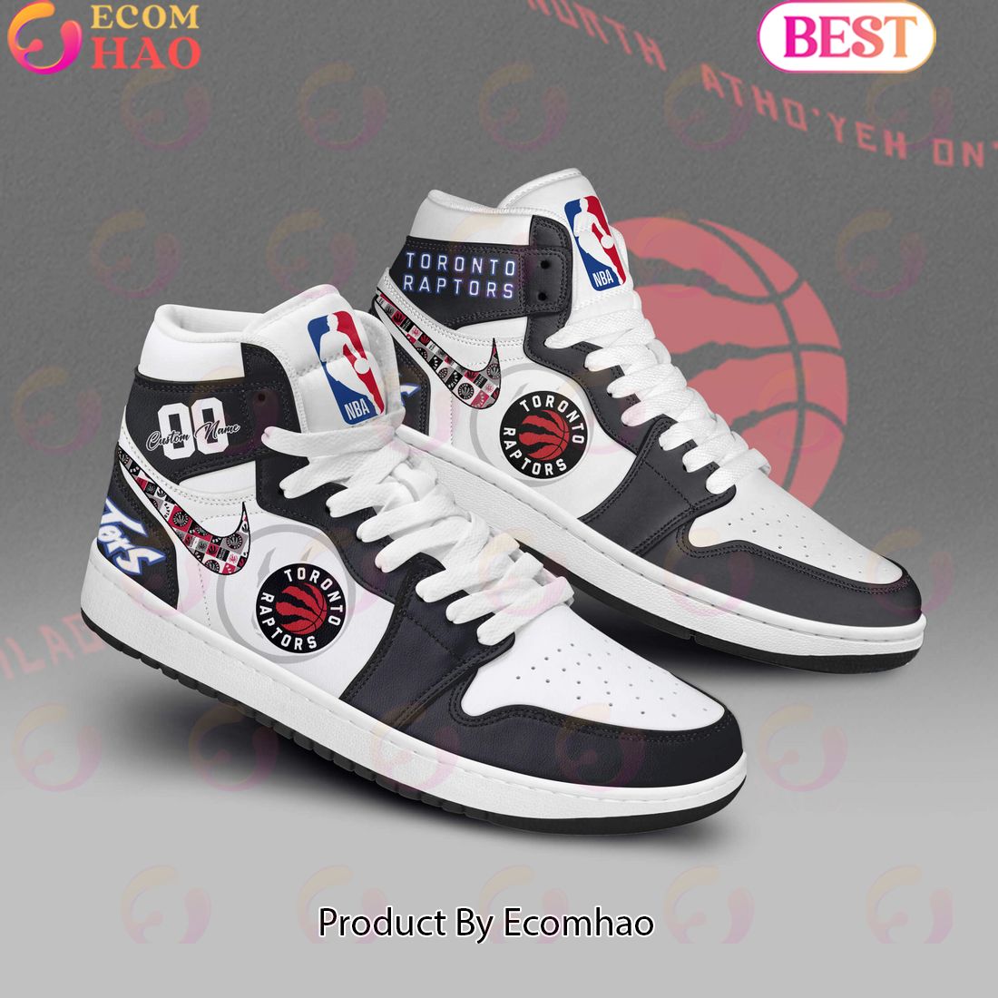 Custom Your Name NBA Toronto Raptors Air Jordan 1 Sneakers