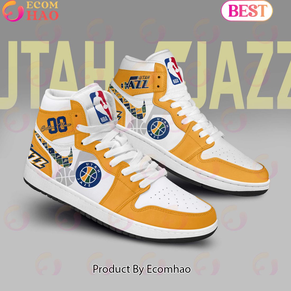 Custom Your Name NBA Utah Jazz Air Jordan 1 Sneakers