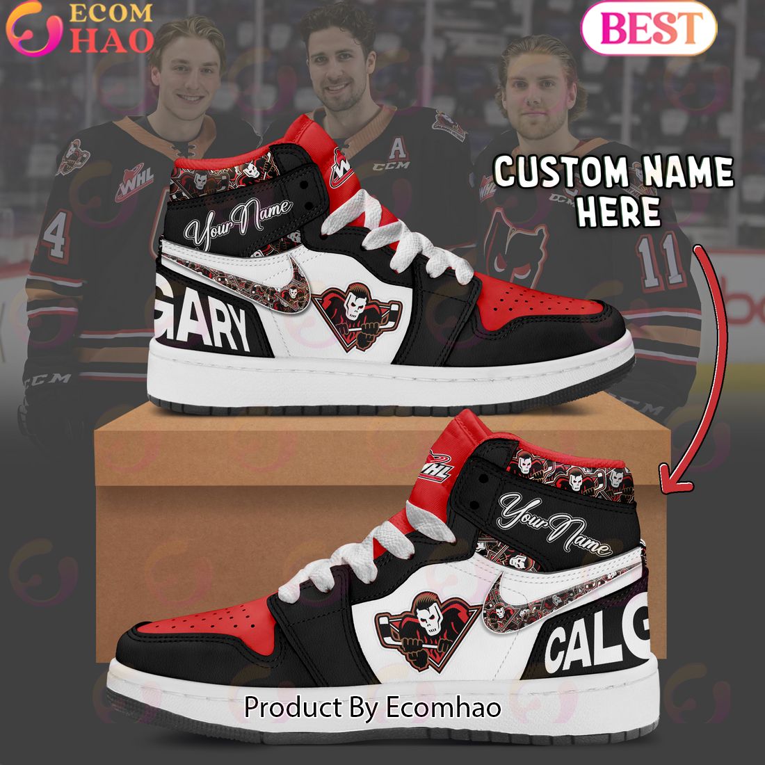 Custom Name WHL Calgary Hitmen Air Jordan 1, Hightop