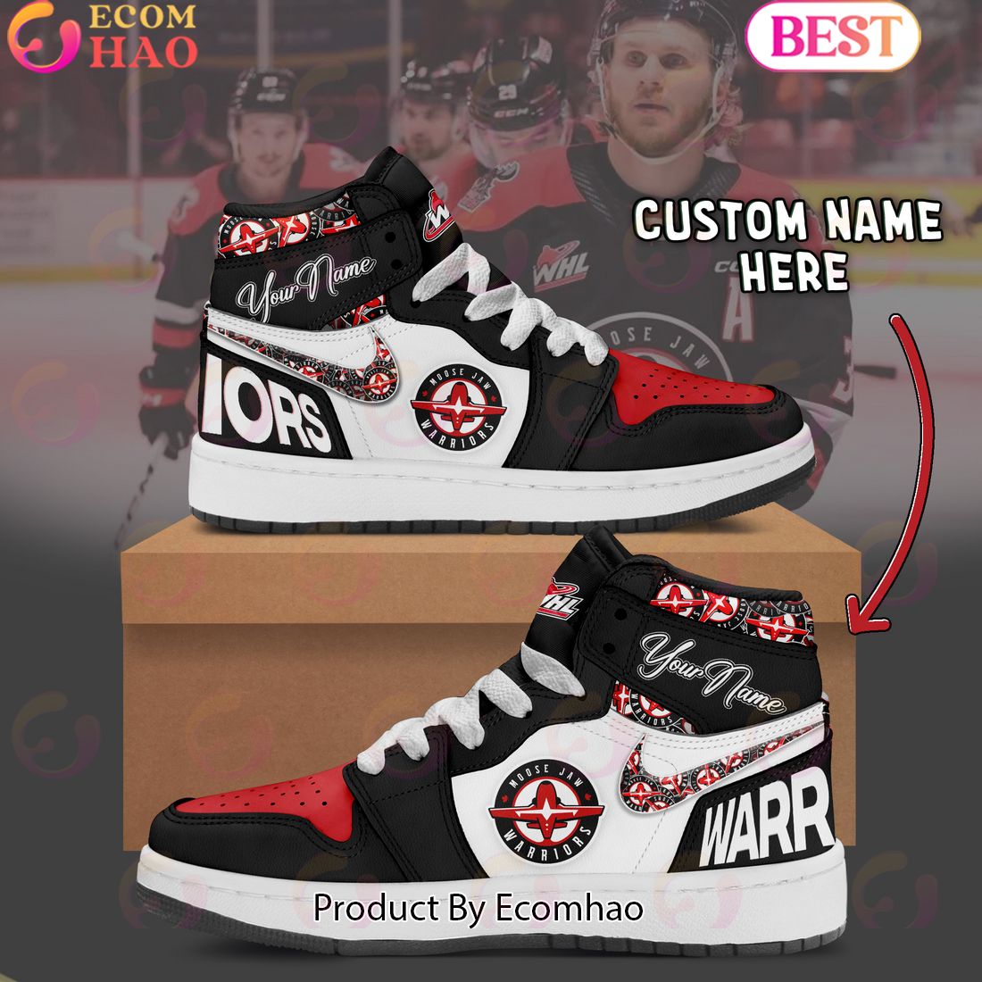 Custom Name WHL Regina Pats Air Jordan 1, Hightop