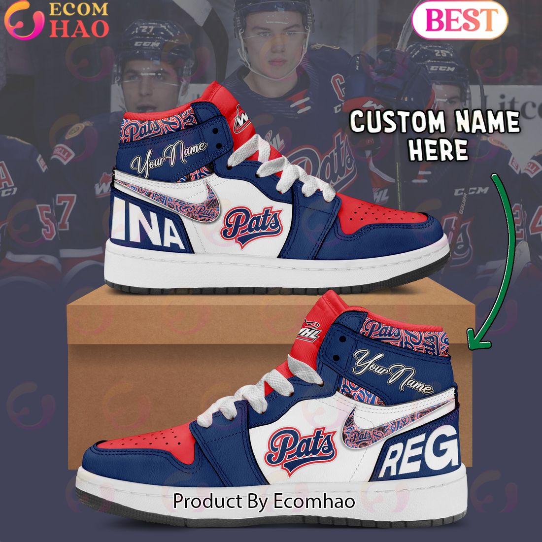 Custom Name WHL Portland Winterhawks Air Jordan 1, Hightop