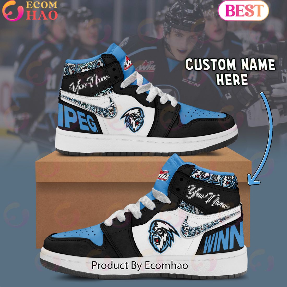 Custom Name WHL Vancouver Giants Air Jordan 1, Hightop