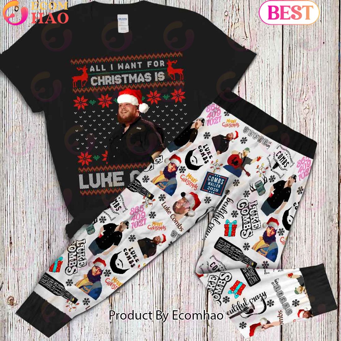 All I Want For Christmas is Luke Comb Pajamas Set Christmas Gift For Family, Best Pajamas For Music