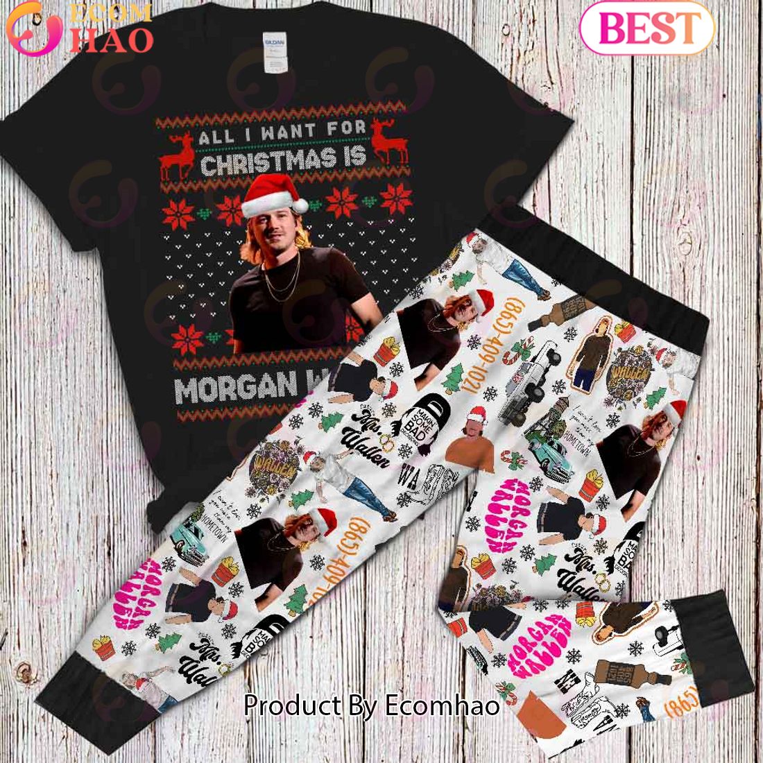 All I Want For Christmas is Morgan Wallen Pajamas Set Christmas Gift For Family, Best Pajamas For Music