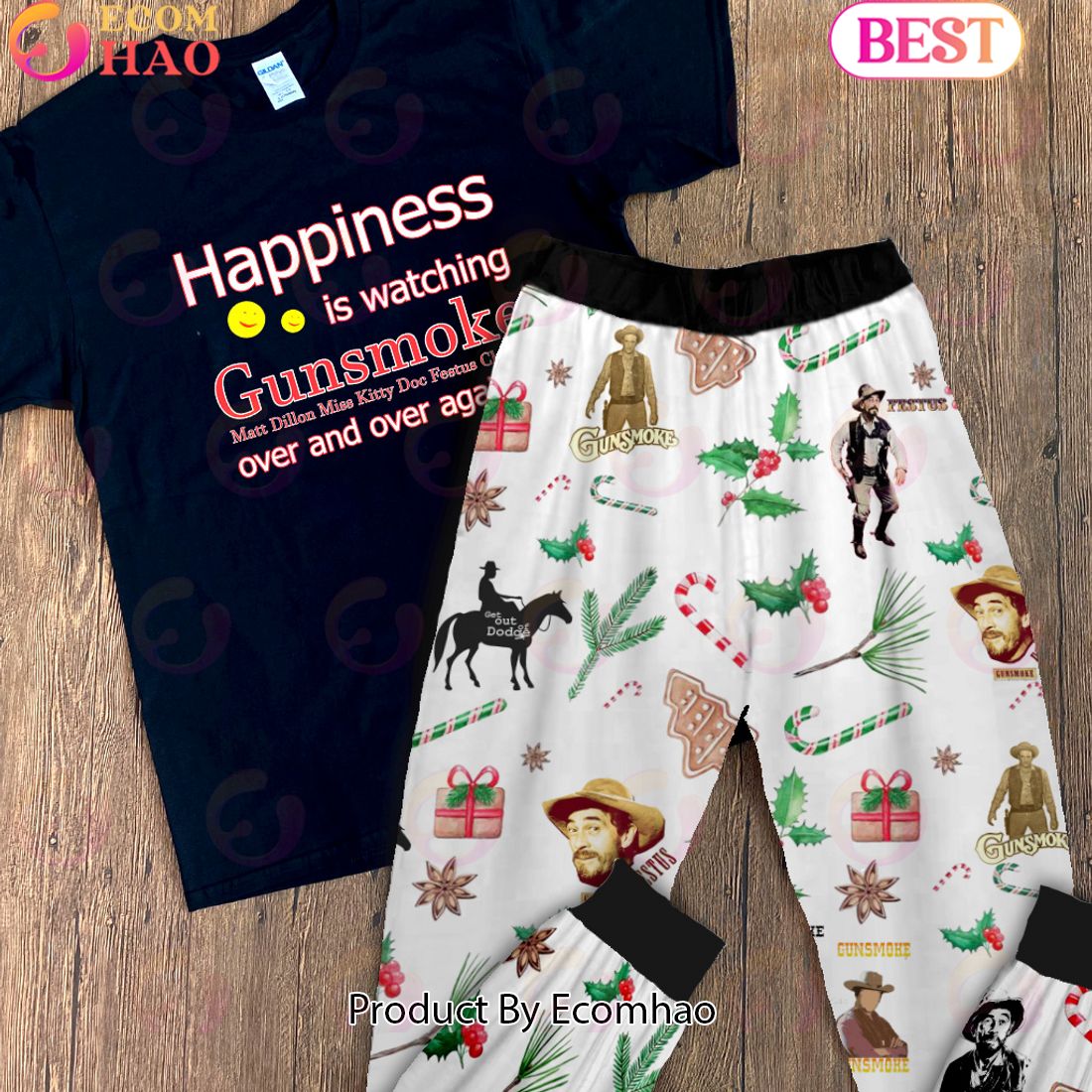 Gunsmoke Pajamas, Halloween Pajamas Gift, Pajamas For Gifts, Holiday Pajamas For Family