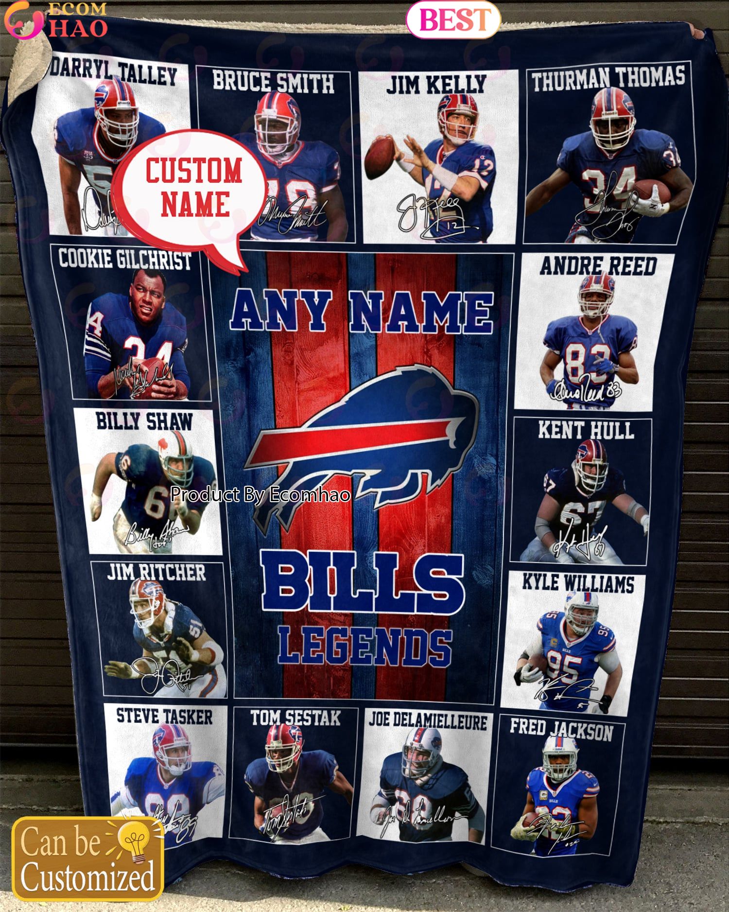 Custom Name NFL Buffalo Bills Legends Fleece Blanket