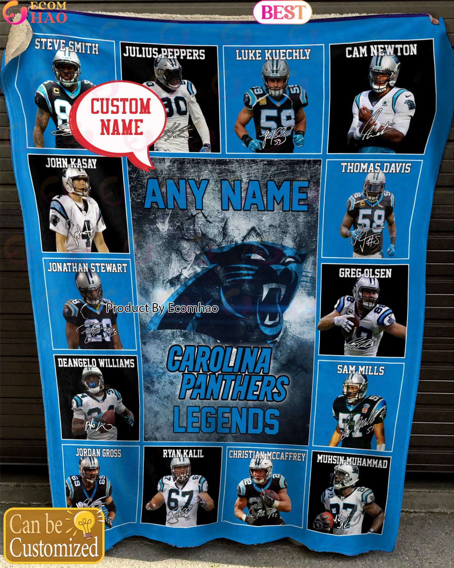 Custom Name NFL Carolina Panthers Legends Fleece Blanket