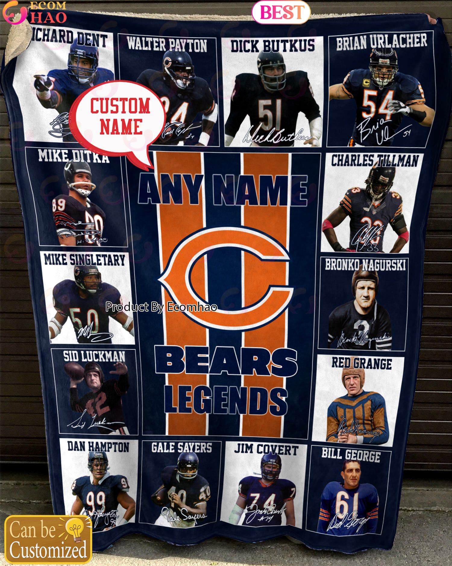 Custom Name NFL Chicago Bears Legends Fleece Blanket