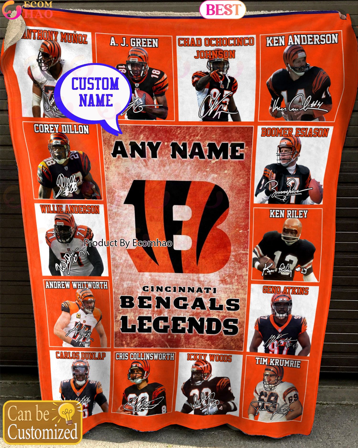 Custom Name NFL Cincinnati Bengals Legends Fleece Blanket