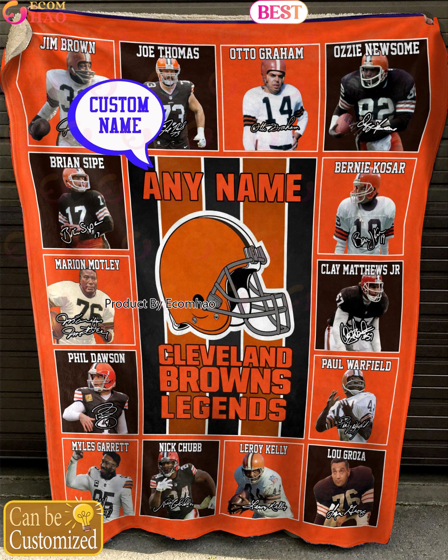 Custom Name NFL Cleveland Browns Legends Fleece Blanket