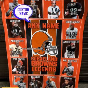 Custom Name NFL Cleveland Browns Legends Fleece Blanket