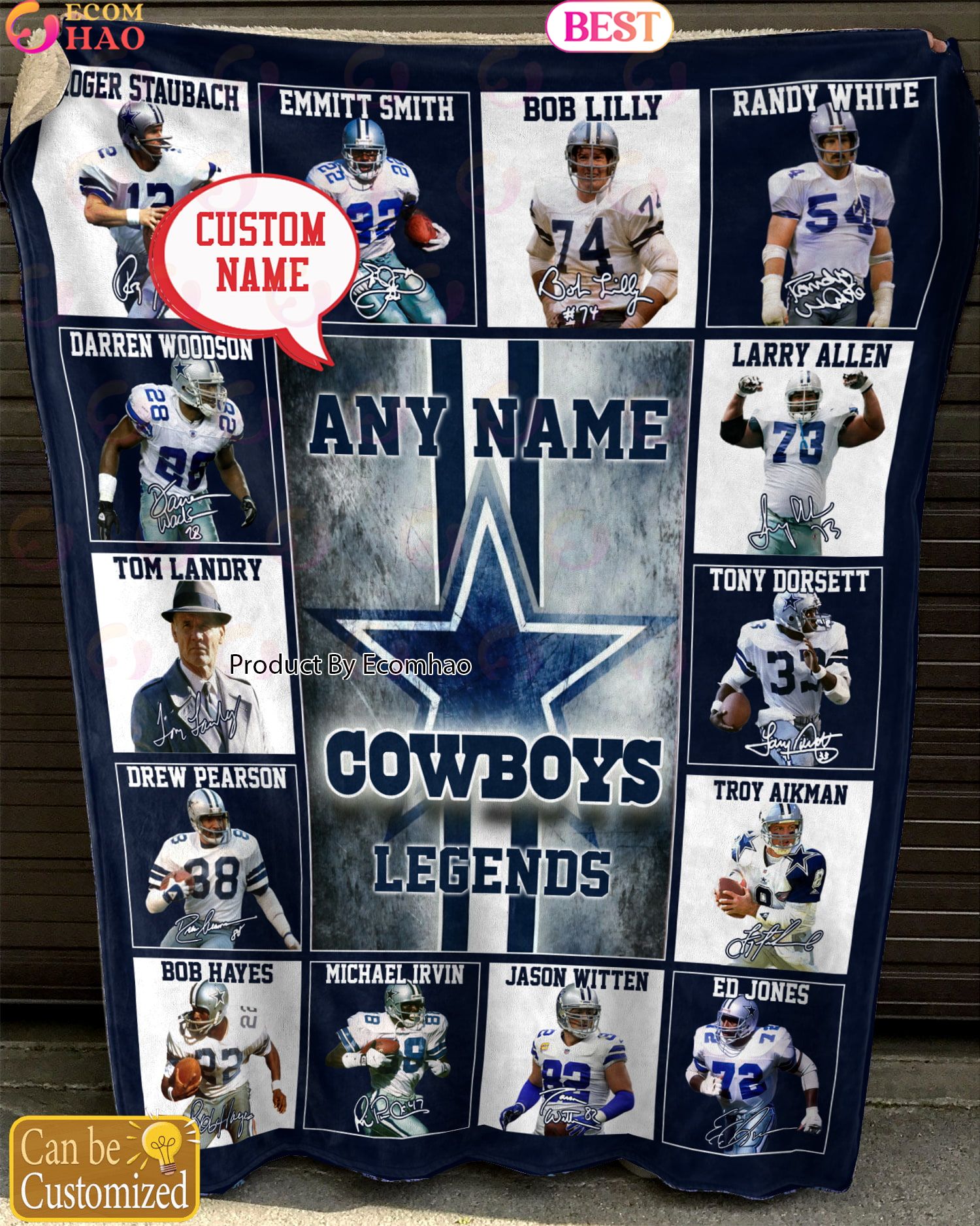 Custom Name NFL Dallas Cowboys Legends Fleece Blanket