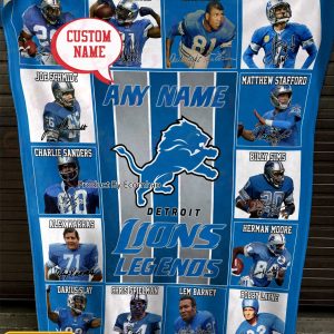 Custom Name NFL Detroit Lions Legends Fleece Blanket