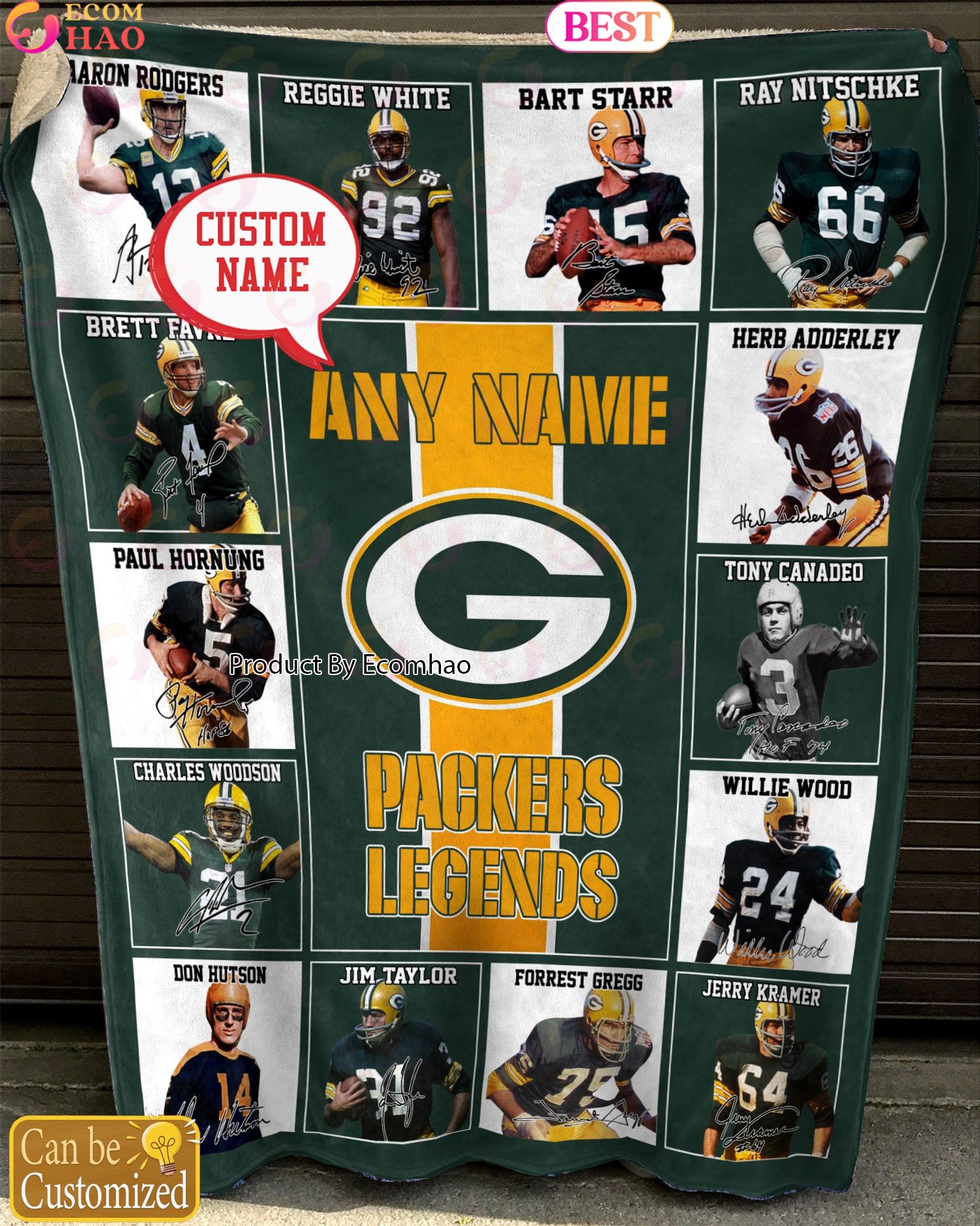 Custom Name NFL Green Bay Packers Legends Fleece Blanket