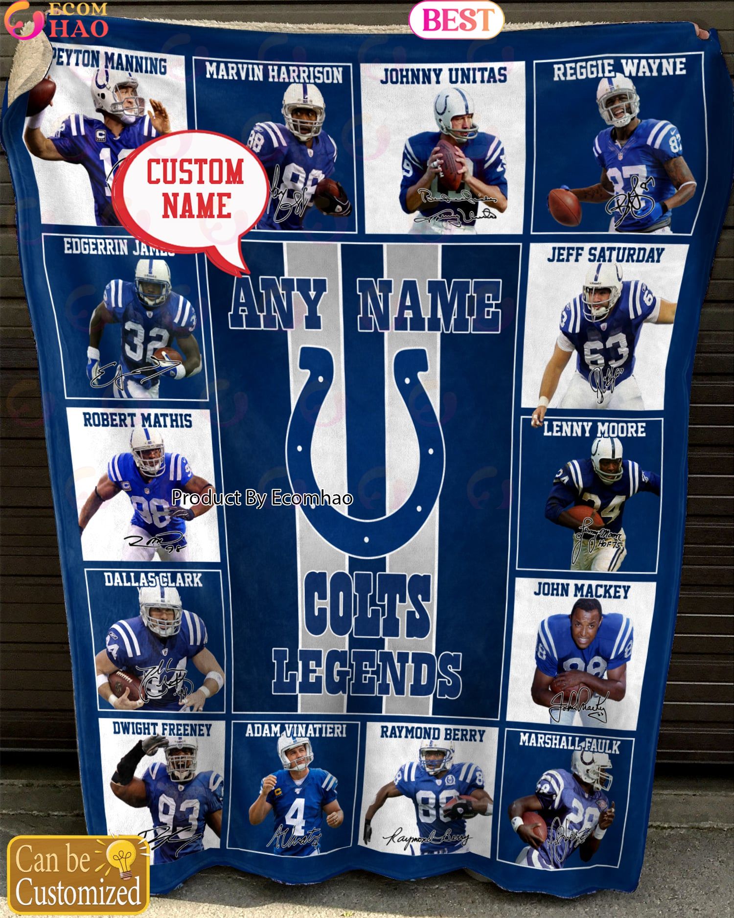 Custom Name NFL Indianapolis Colts Legends Fleece Blanket