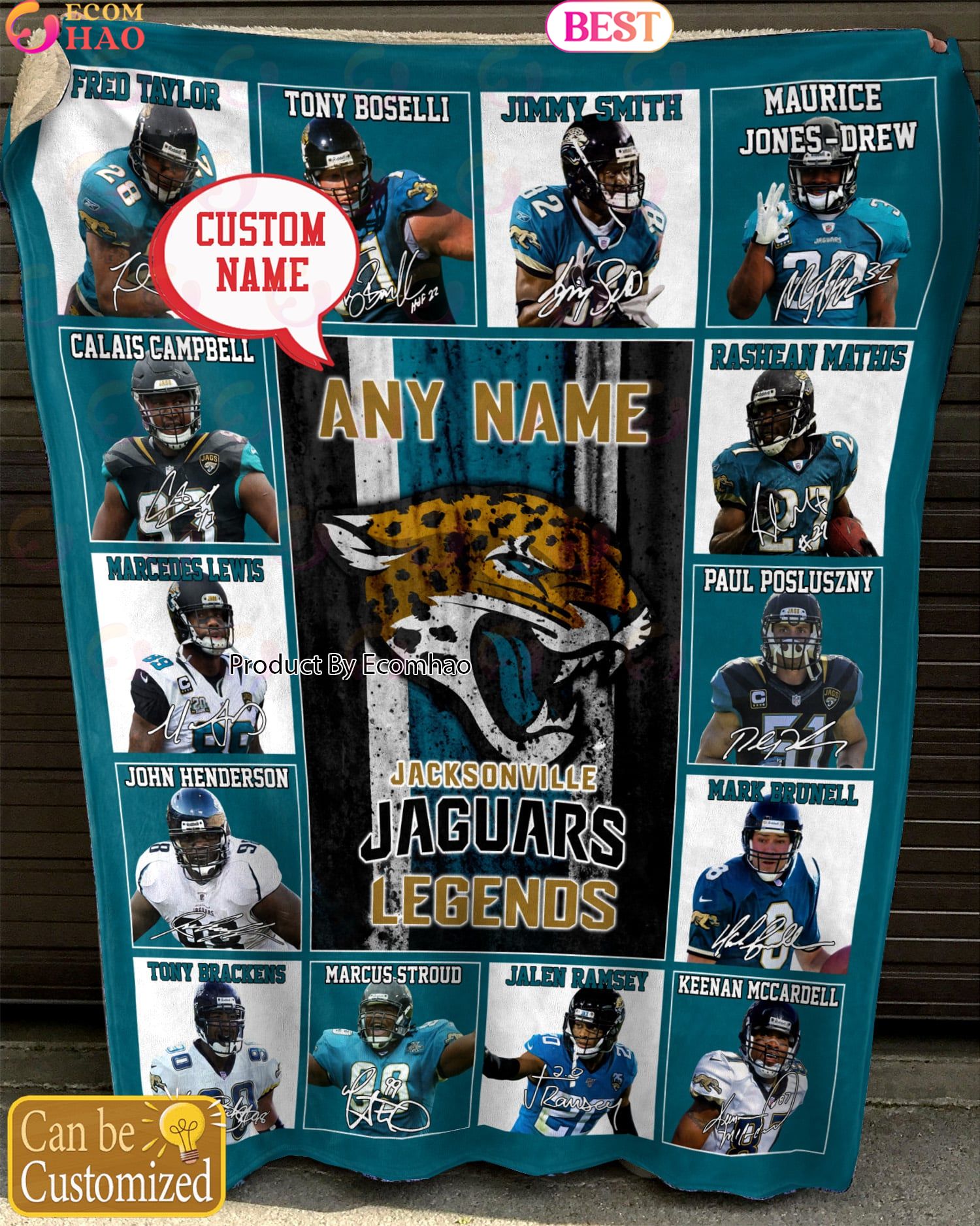 Custom Name NFL Jacksonville Jaguars Legends Fleece Blanket