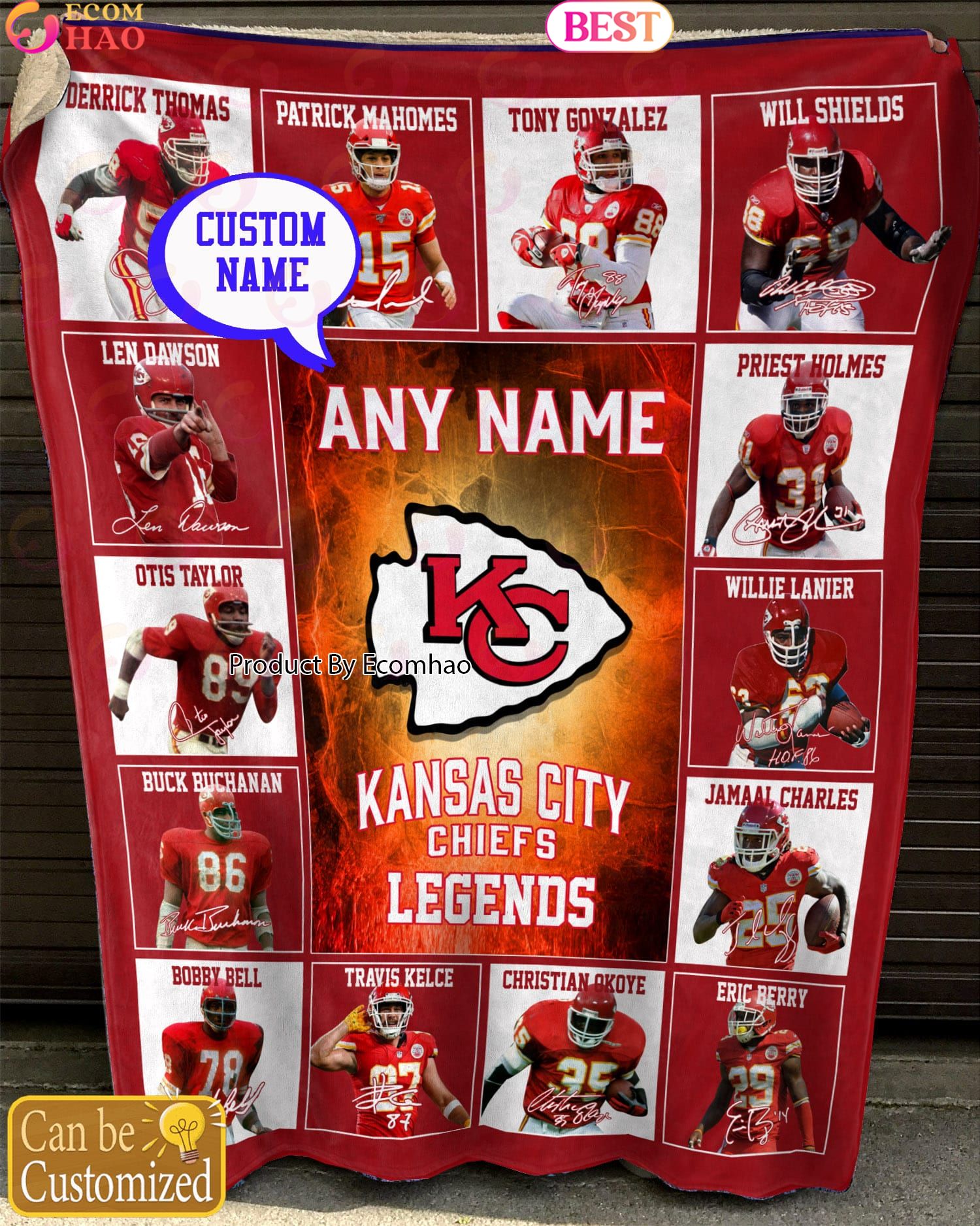 Custom Name NFL Kansas City Chiefs Legends Fleece Blanket – 6Z11