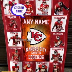 Custom Name NFL Kansas City Chiefs Legends Fleece Blanket – 6Z11