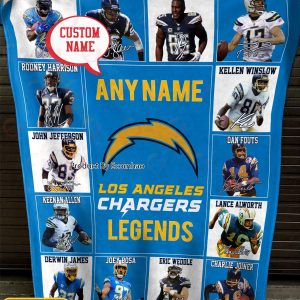 Custom Name NFL Los Angeles Chargers Legends Fleece Blanket