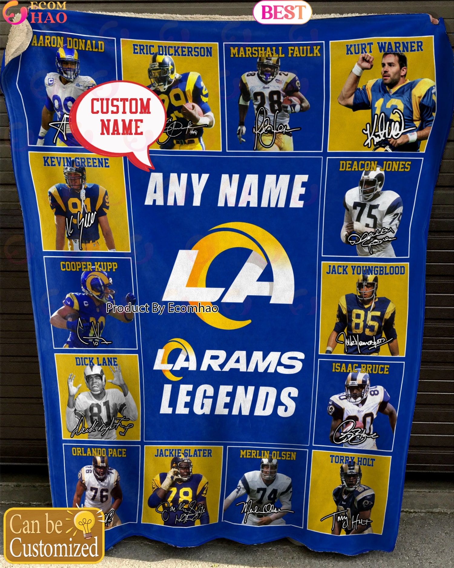 Custom Name NFL Los Angeles Rams Legends Fleece Blanket