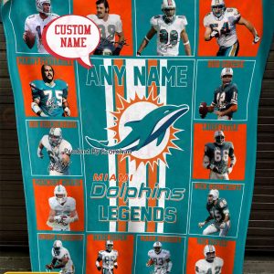 Custom Name NFL Miami Dolphins Legends Fleece Blanket