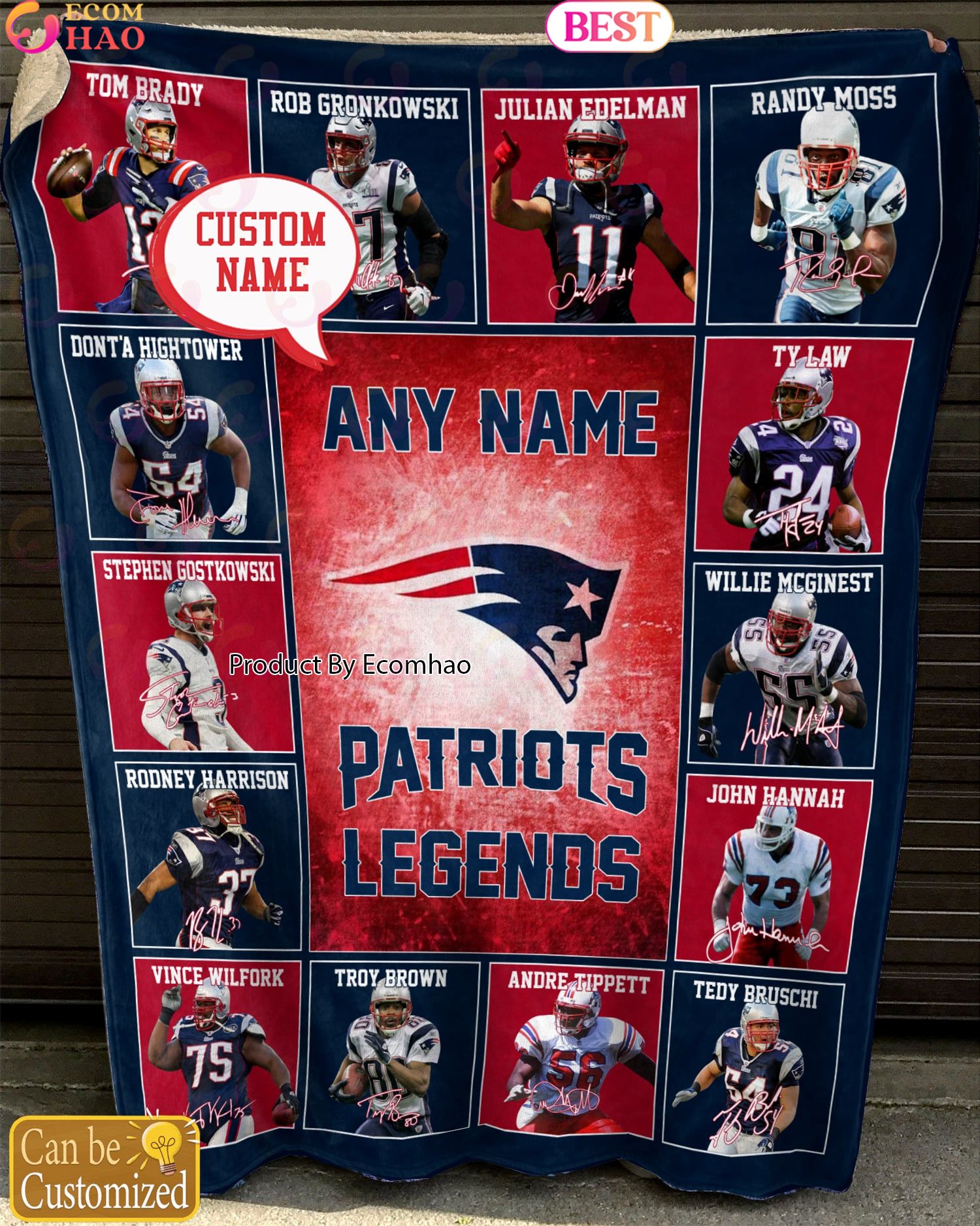 Custom Name NFL New England Patriots Legends Fleece Blanket