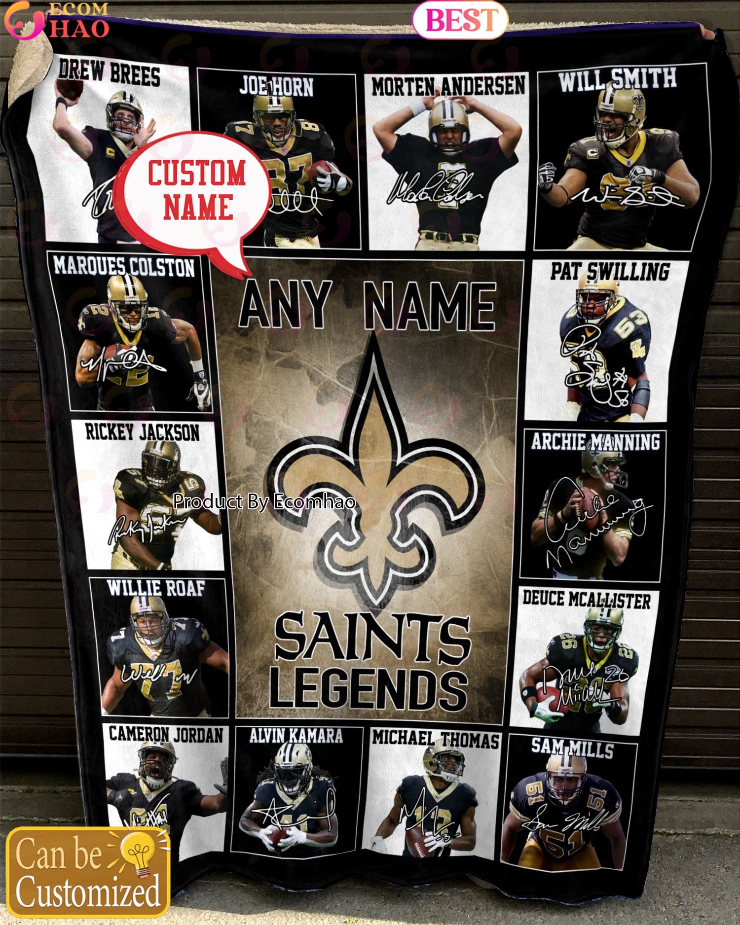 Custom Name NFL New Orleans Saints Legends Fleece Blanket