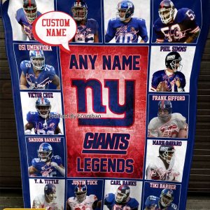 Custom Name NFL New York Giants Legends Fleece Blanket