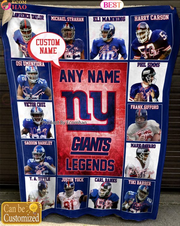 Custom Name NFL New York Giants Legends Fleece Blanket