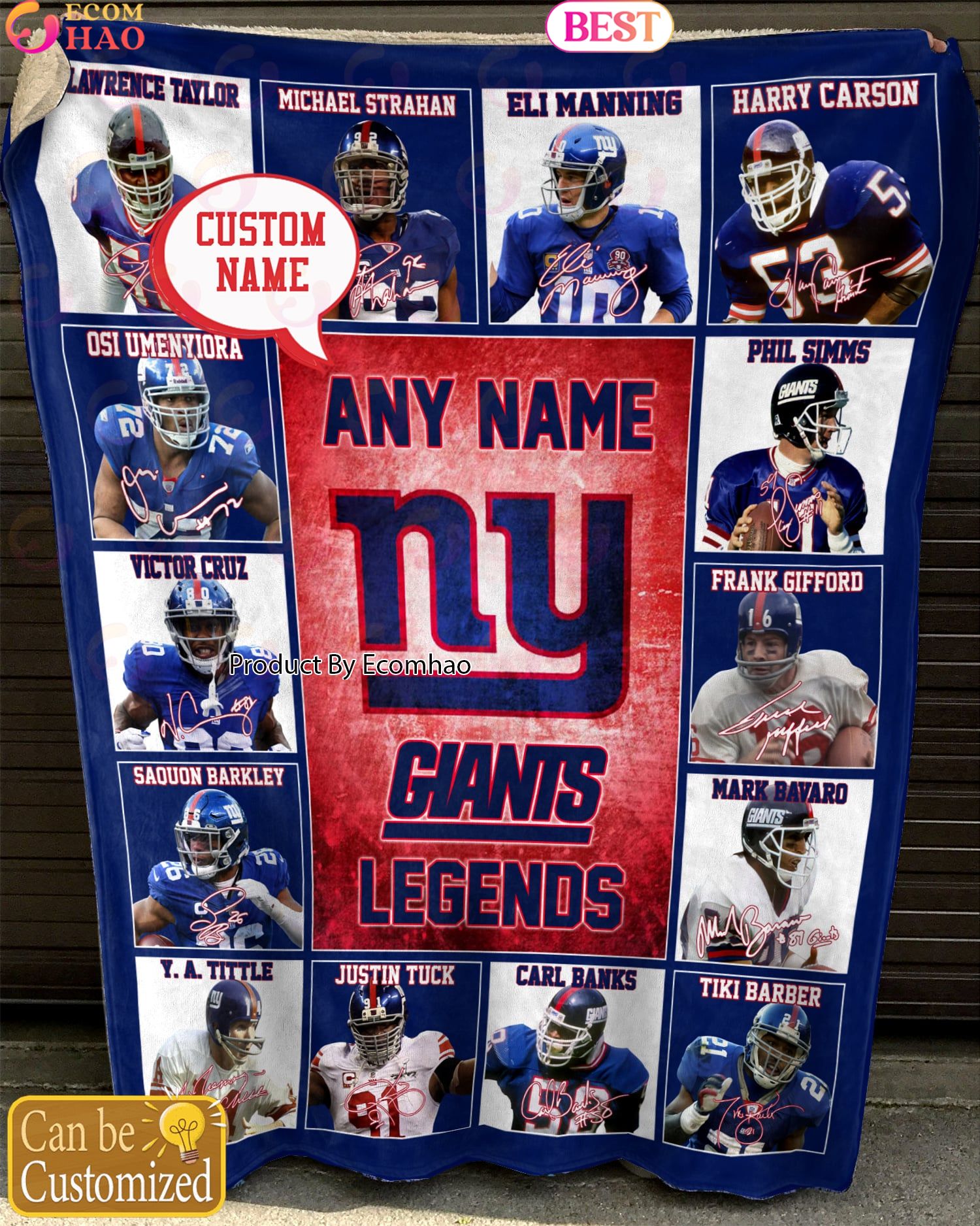 Custom Name NFL New York Giants Legends Fleece Blanket