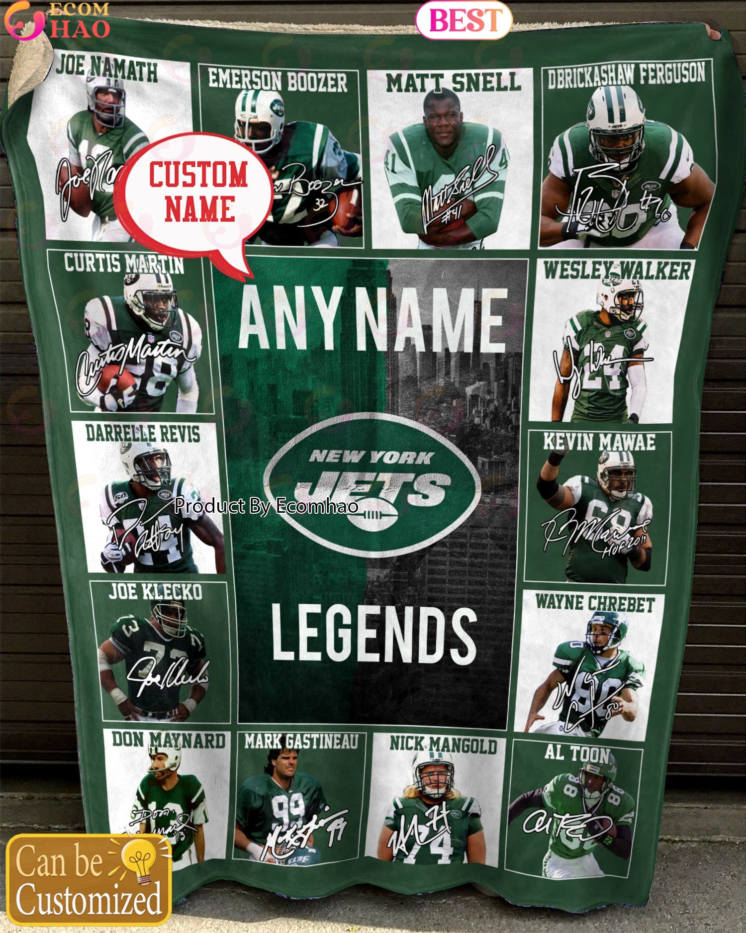 Custom Name NFL New York Jets Legends Fleece Blanket