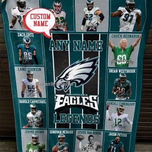 Custom Name NFL Philadelphia Eagles Legends Fleece Blanket