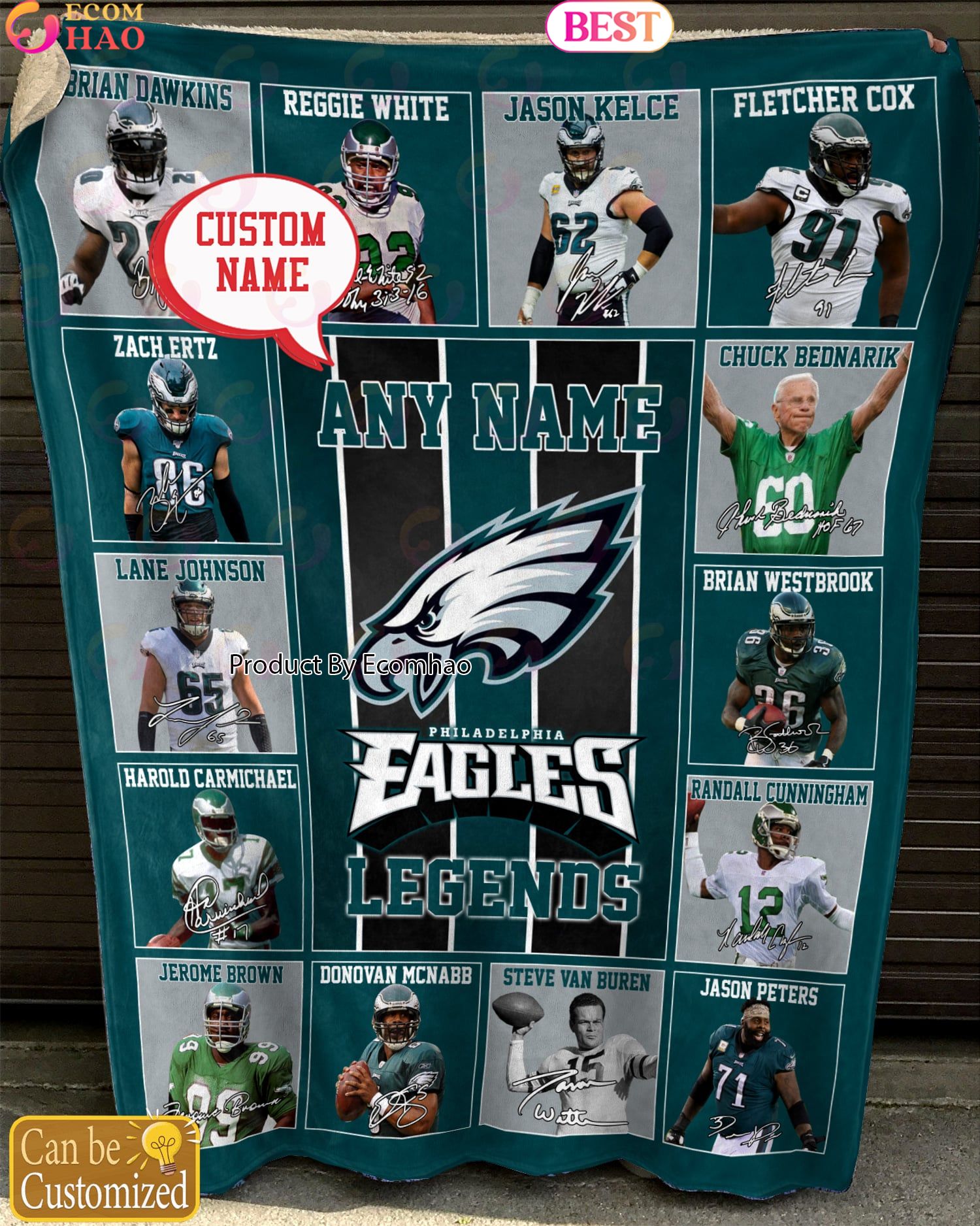 Custom Name NFL Philadelphia Eagles Legends Fleece Blanket