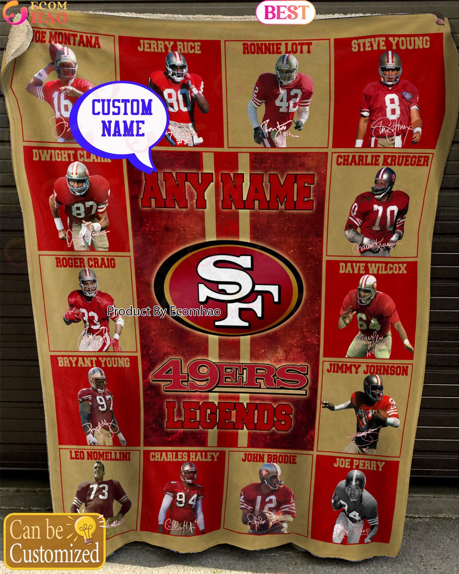 Custom Name NFL San Francisco 49ers Legends Fleece Blanket