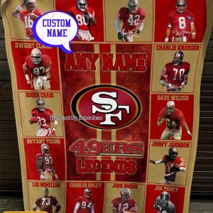 Custom Name NFL San Francisco 49ers Legends Fleece Blanket