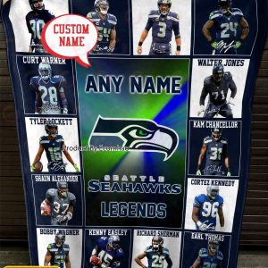 Custom Name NFL Seattle Seahawks Legends Fleece Blanket