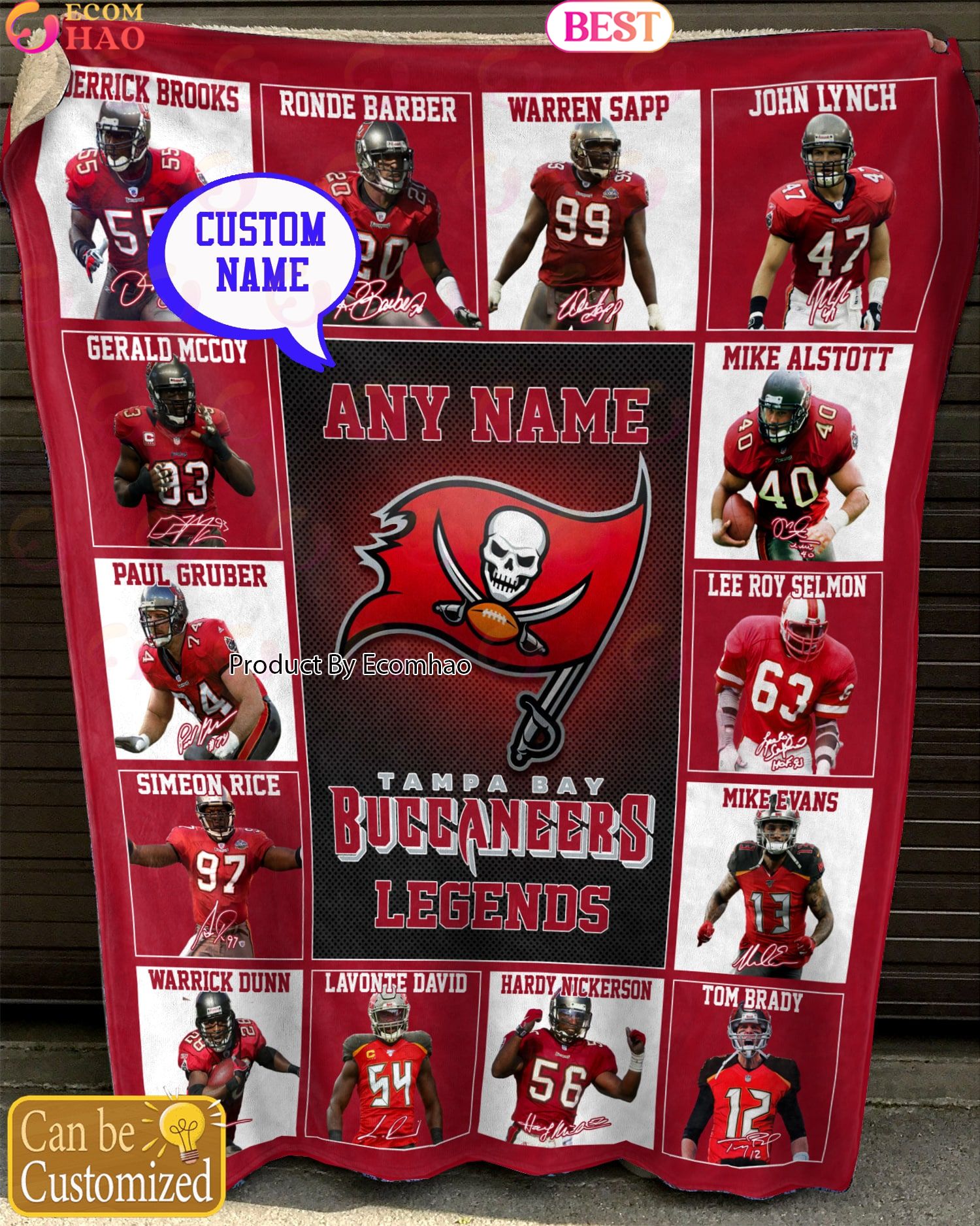 Custom Name NFL Tampa Bay Buccaneers Legends Fleece Blanket