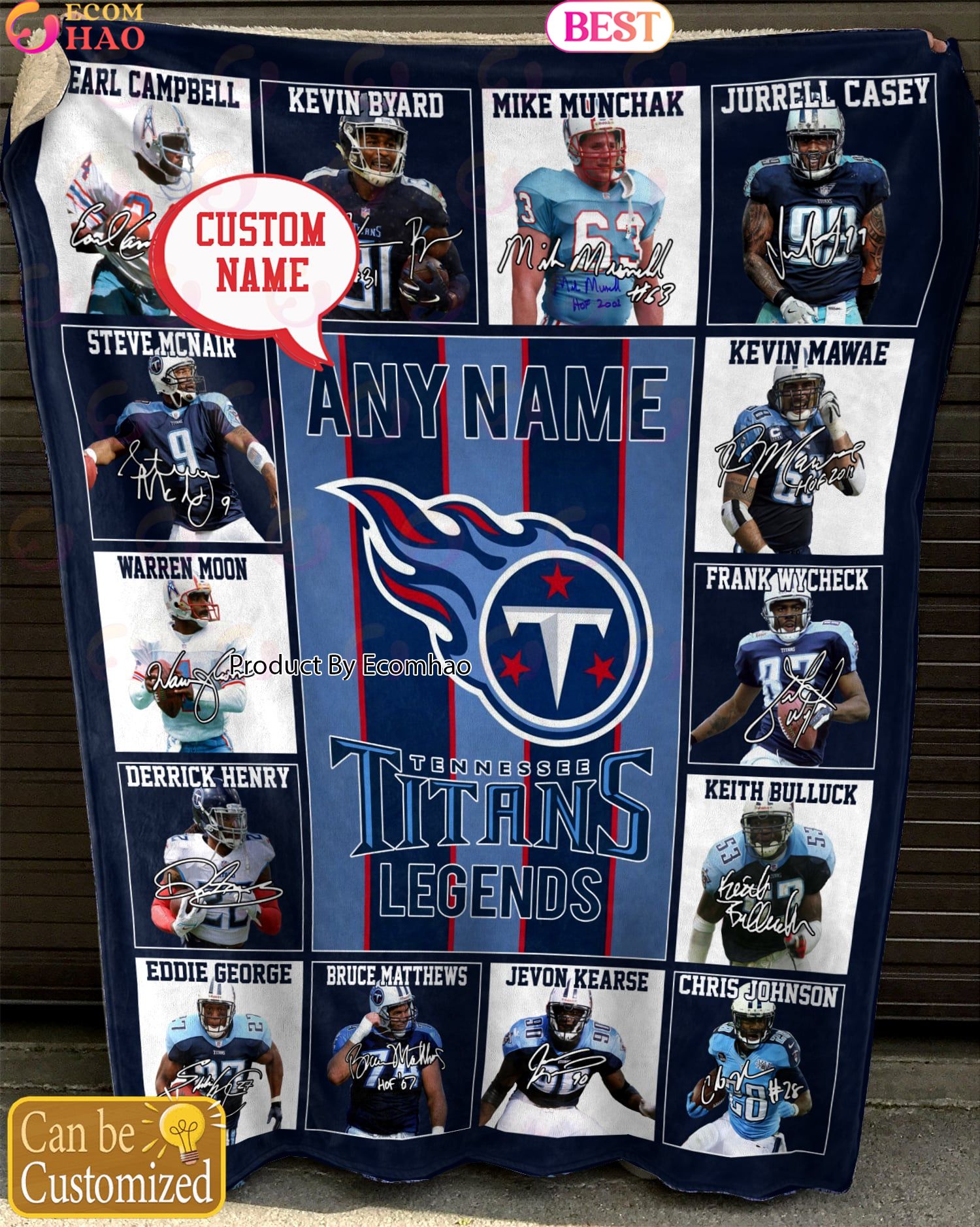 Custom Name NFL Tennessee Titans Legends Fleece Blanket