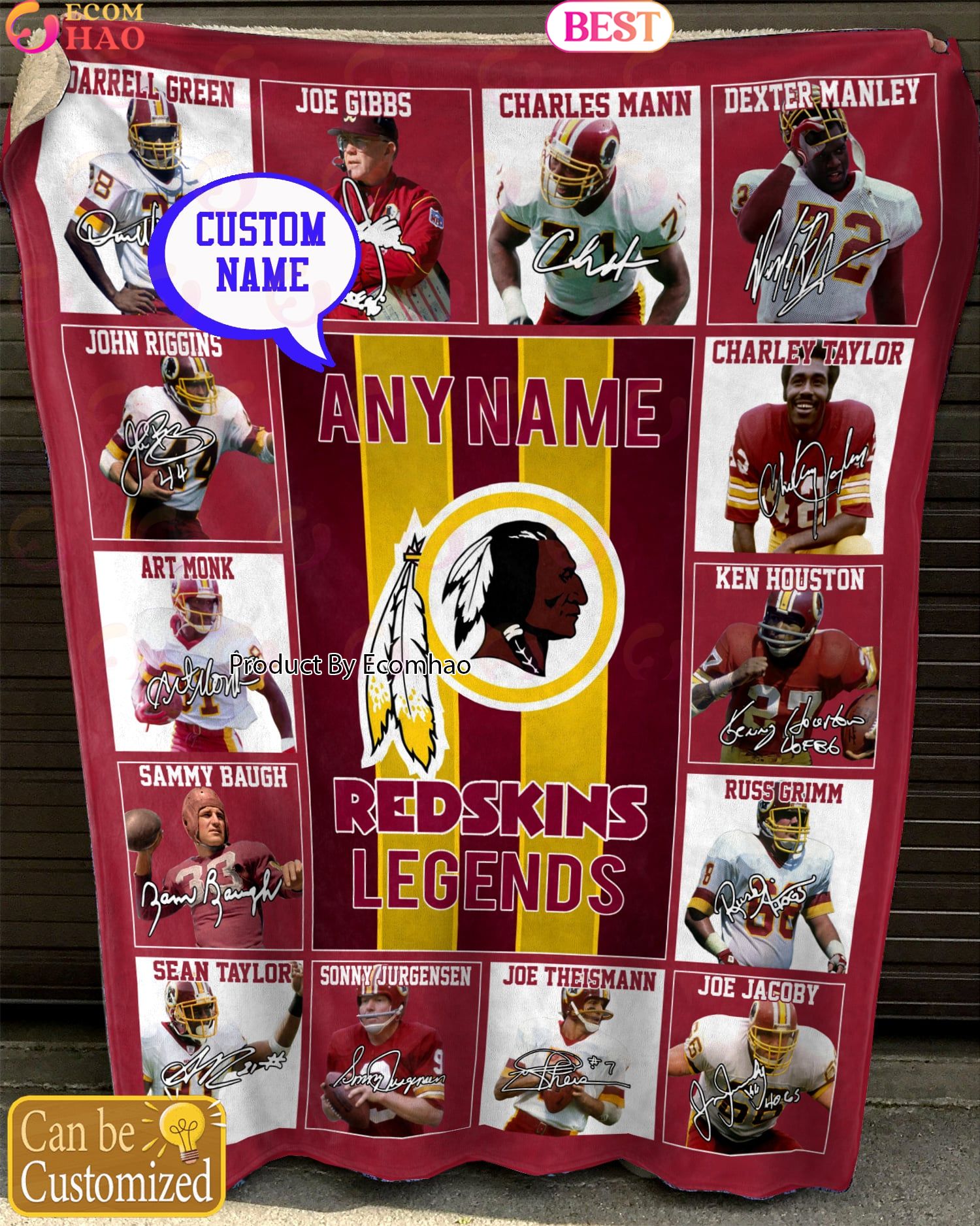 Custom Name NFL Washington Redskins Legends Fleece Blanket