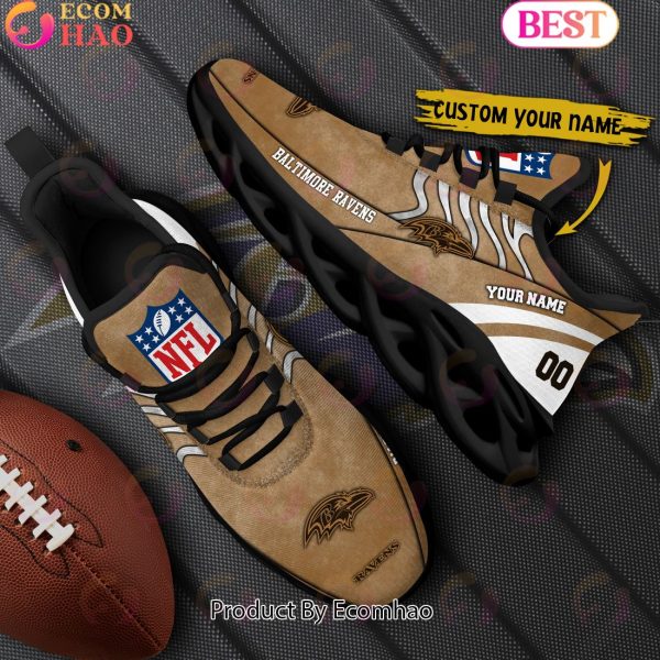 Custom Name NFL Baltimore Ravens X Salute to Service For Veterans Day Celebration Max Soul Shoes