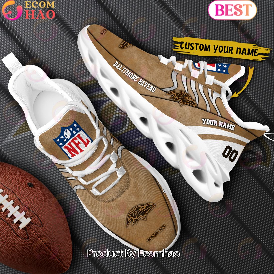 Custom Name NFL Baltimore Ravens X Salute to Service For Veterans Day Celebration Max Soul Shoes