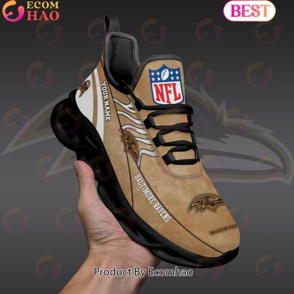 Custom Name NFL Baltimore Ravens X Salute to Service For Veterans Day Celebration Max Soul Shoes