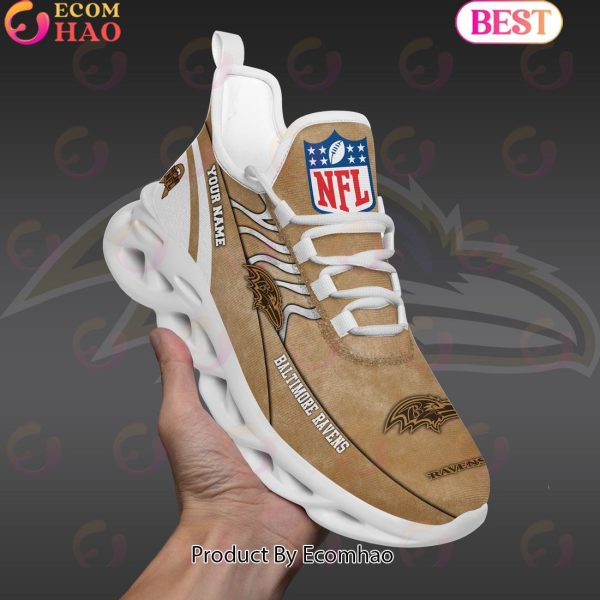 Custom Name NFL Baltimore Ravens X Salute to Service For Veterans Day Celebration Max Soul Shoes
