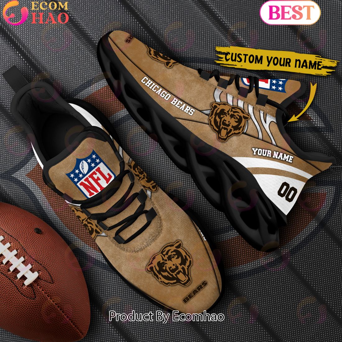 Custom Name NFL Chicago Bears X Salute to Service For Veterans Day Celebration Max Soul Shoes