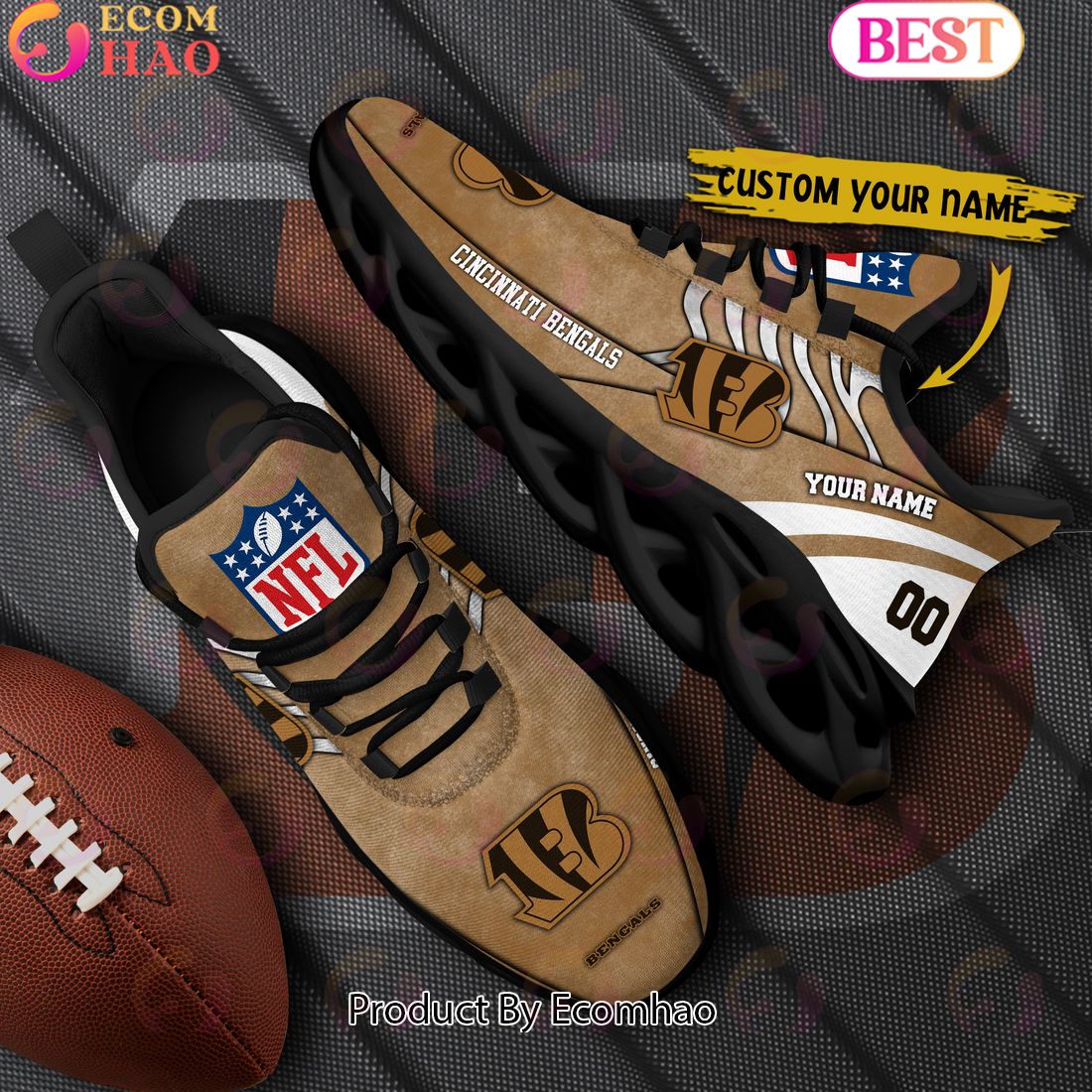 Custom Name NFL Cincinnati Bengals X Salute to Service For Veterans Day Celebration Max Soul Shoes