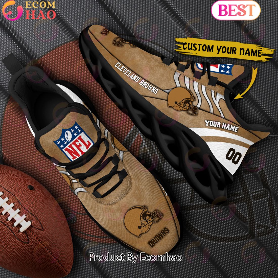 Custom Name NFL Cleveland Browns X Salute to Service For Veterans Day Celebration Max Soul Shoes